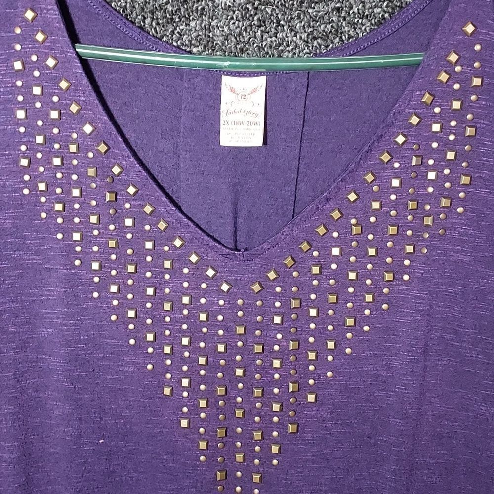 Faded Glory 2X (18W 20W) Purple Tank Top Shirt - Picture 4 of 13